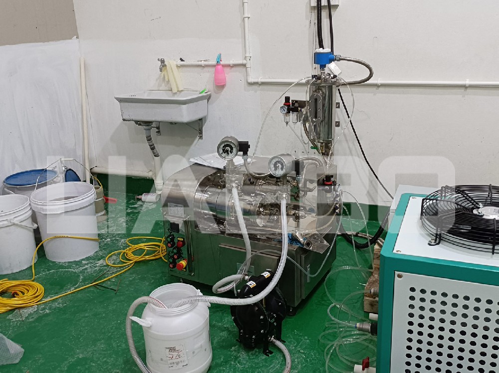 廣東某企業1L納米砂磨機調試成功